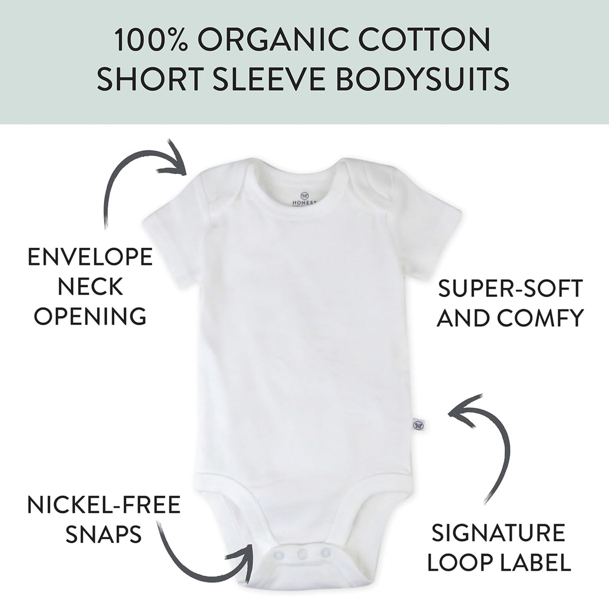 HonestBaby unisex-baby 10-pack Short Sleeve Bodysuits One-piece 100% Organic Cotton for Infant Baby
