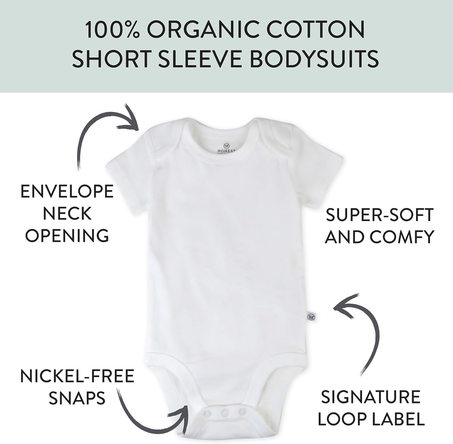 HonestBaby unisex-baby 10-pack Short Sleeve Bodysuits One-piece 100% Organic Cotton for Infant Baby