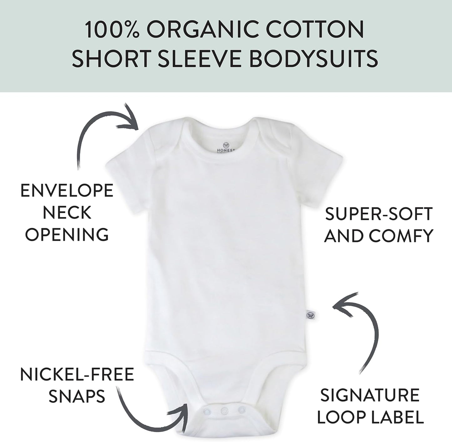 HonestBaby unisex-baby 10-pack Short Sleeve Bodysuits One-piece 100% Organic Cotton for Infant Baby