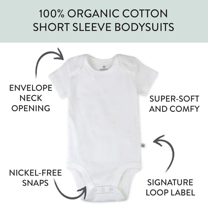 HonestBaby unisex-baby 10-pack Short Sleeve Bodysuits One-piece 100% Organic Cotton for Infant Baby