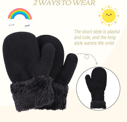 PESAAT Baby Girl Mittens Fleece Toddler Boy Mittens Warm Kids Winter Gloves Unisex Cold Weather