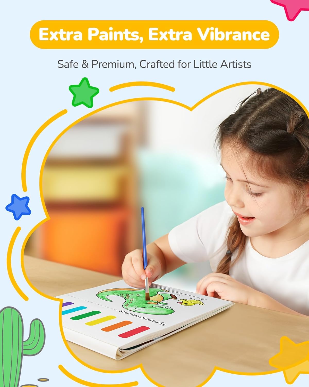 TECJOE 3 Pack Paint With Water Coloring Books for Toddlers, Watercolor Paint Set with 6 Brushes