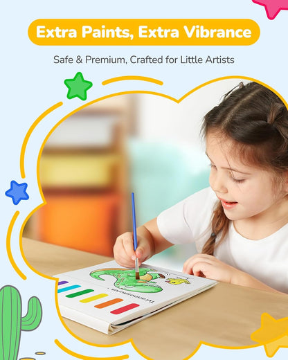 TECJOE 3 Pack Paint With Water Coloring Books for Toddlers, Watercolor Paint Set with 6 Brushes
