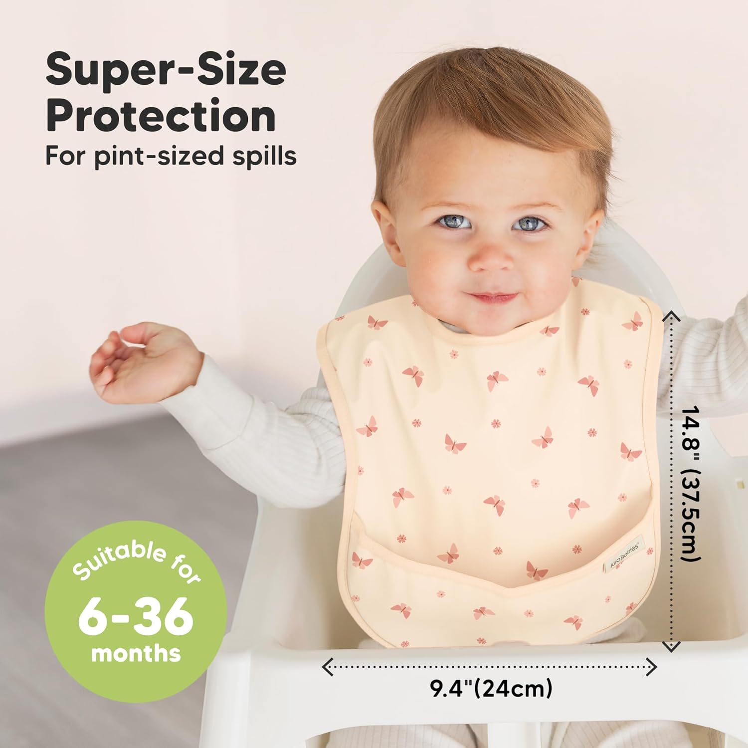 3-Pack Waterproof Baby Bibs for Eating - Lightweight Toddler Feeding Bibs with Large Food Catcher