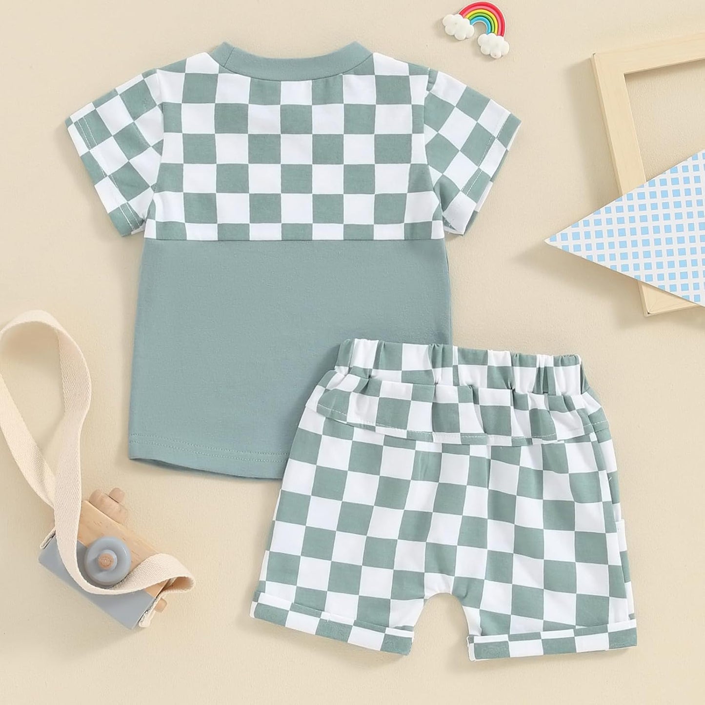fhutpw Baby Toddler Boy Clothes Summer Outfits 6 12 18 24 Months Patchwork Short Sleeve T Shirt &