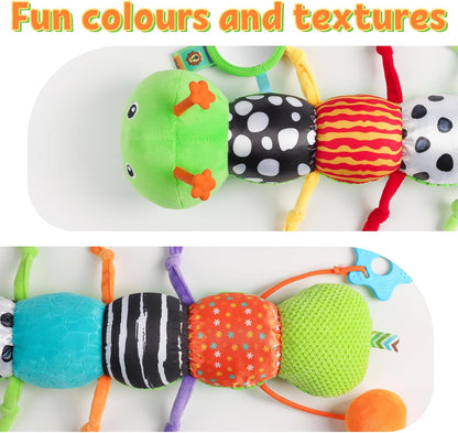 LIGHTDESIRE Baby Toys Musical Caterpillar,Infant Toys Stuffed Animals with Ruler Design,Mirror,Pull