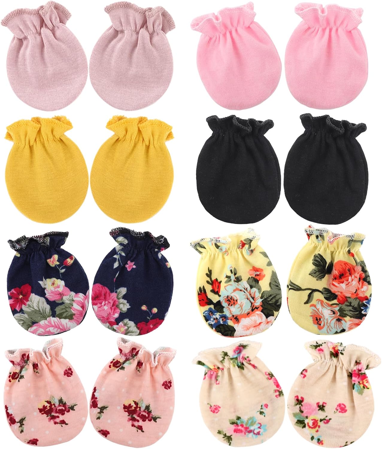 BQUBO Newborn Infant Toddler Mittens No Scratch Cotton Elastic Wrist Gloves Hypoallergenic for 0-6
