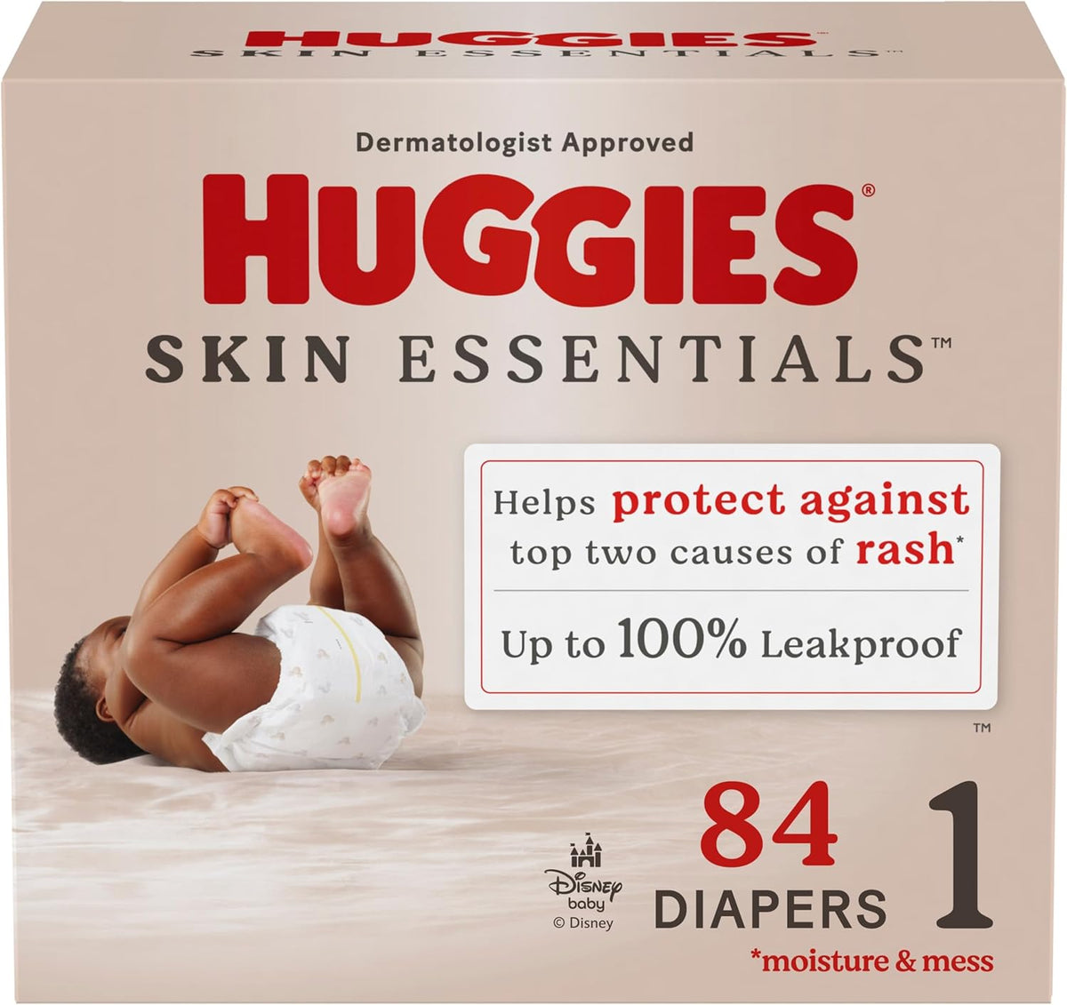 Huggies Size 1 Diapers, Skin Essentials Baby Diapers, Size 1 (8-14 lbs), 84 Count, Packaging May