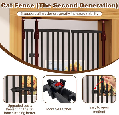 Glaf 74" Extra Tall Cat Gat, 30.31-38.19" Wide Adjustable Cat Door Pressure Mounted Pet Gate with