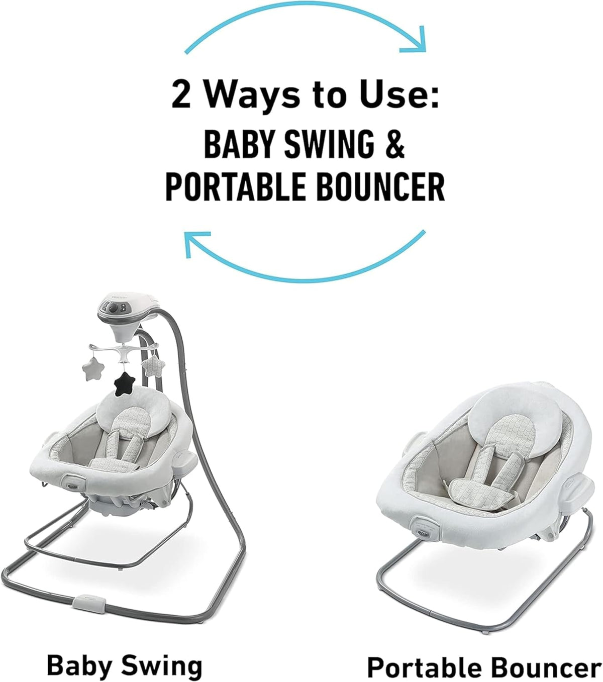 Graco DuetConnect LX Seat & Bouncer, Multi-Direction Seat, Multiple Swinging Speeds, Easily