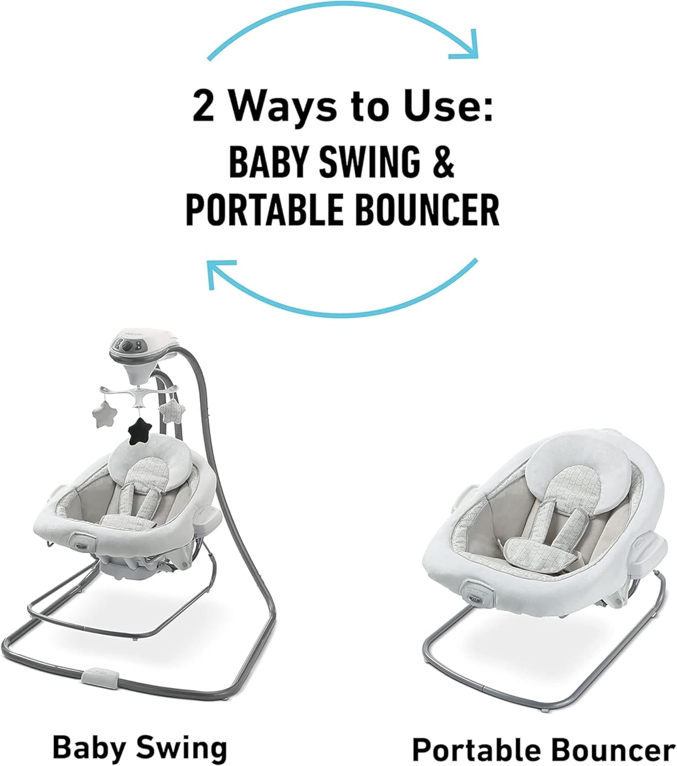 Graco DuetConnect LX Seat & Bouncer, Multi-Direction Seat, Multiple Swinging Speeds, Easily
