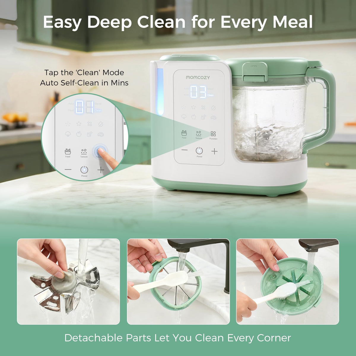 Momcozy AutoMeal Baby Food Maker – One-Step Auto Steam & Blend Food Processor, 15oz Large Cup &