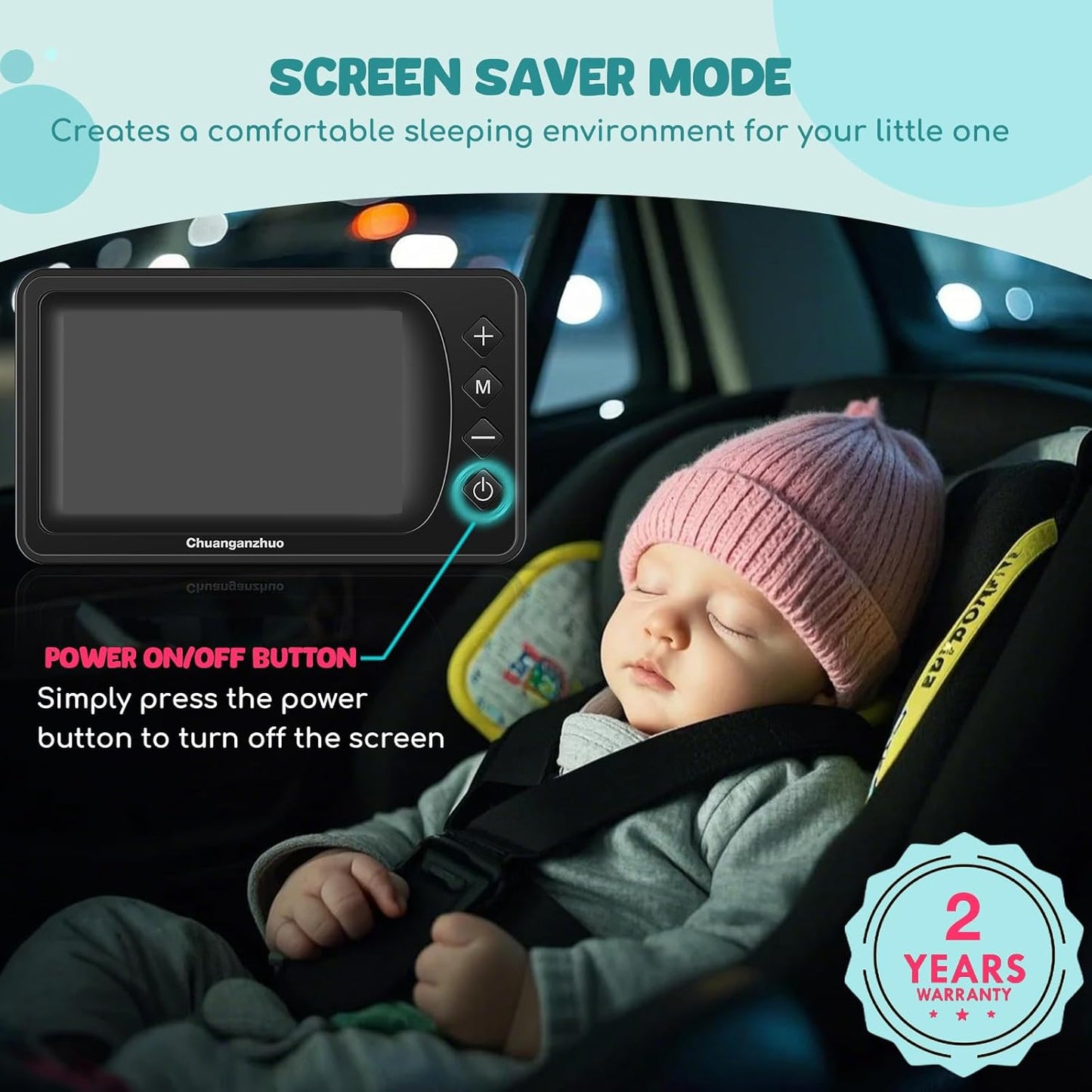 S100U Baby Car Camera with Advanced Night Vision, 3X Zoom, USB Powered, 5'' AHD 1080P IPS