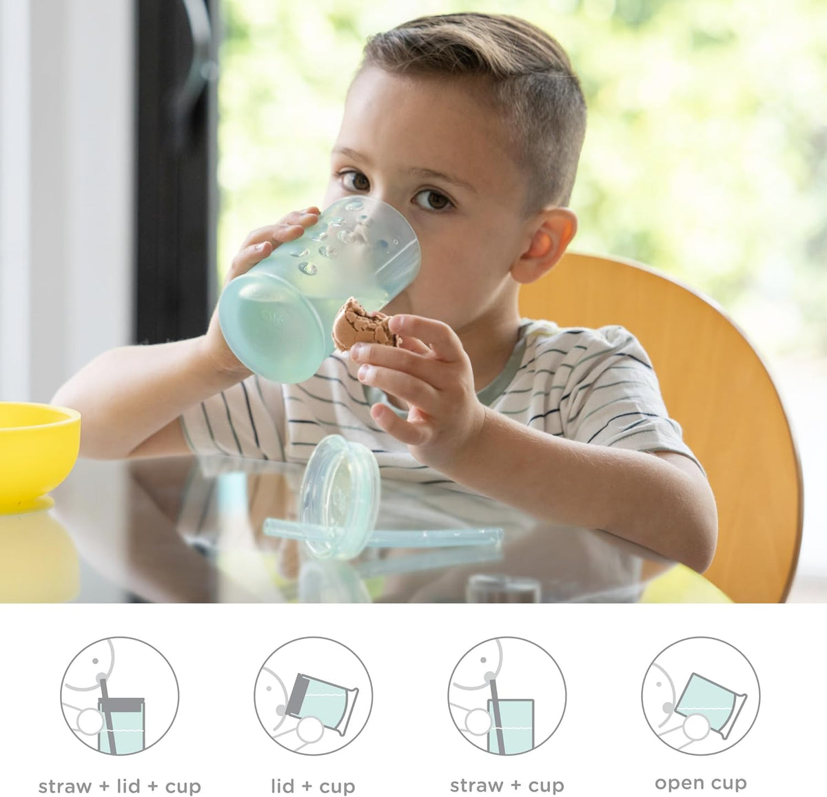 Olababy Clear View Silicone Training Cup with Straw Lid | Toddler Sippy Trainer 12mo+ | Unbreakable