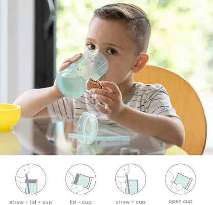 Olababy Clear View Silicone Training Cup with Straw Lid | Toddler Sippy Trainer 12mo+ | Unbreakable