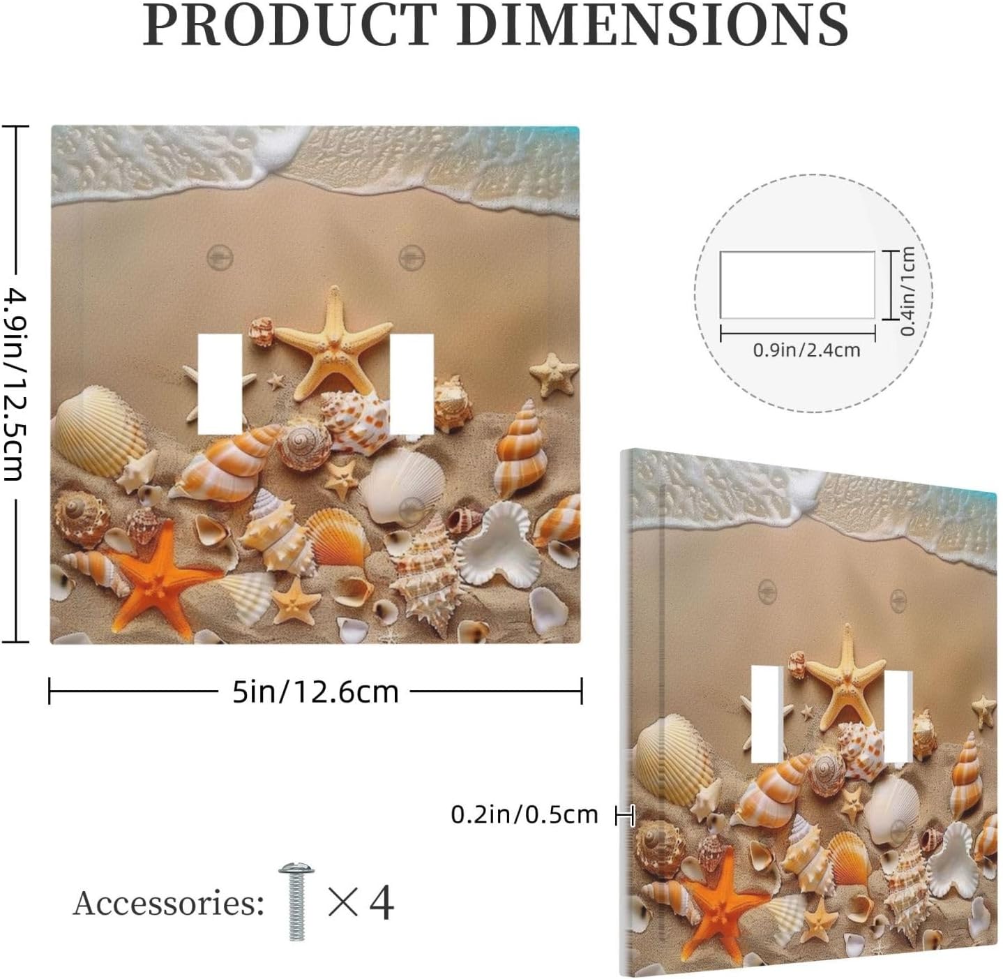 Decorative Switch Covers Plate Beachy Sea Ocean Seashell Starfish 2 Gang Wall Plate Unique Double