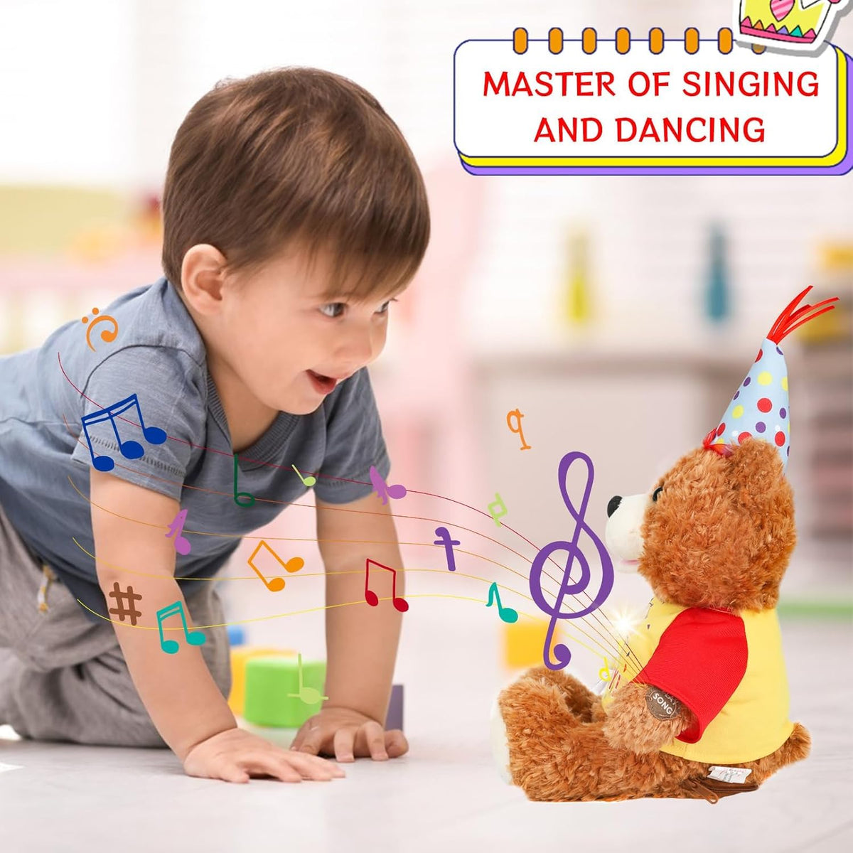 Singing Dancing Teddy Bear with Light Up Candle Playing Happy Birthday Song – Musical Interactive
