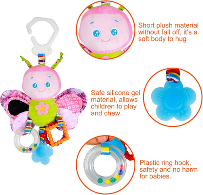 Baby Stroller Toy and Car Seat Toy for Infant with Teether Hanging Rattle Toys Clip on Stroller Toy