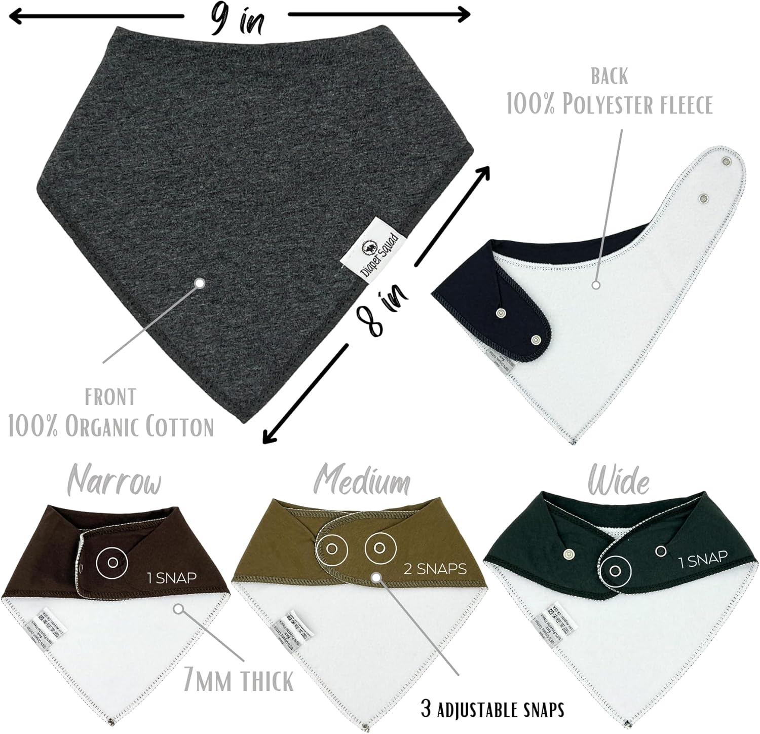 DiaperSquad's Baby Bibs for Drooling and Teething, Bibs for Boys, Baby Girl - Solid Cotton Baby