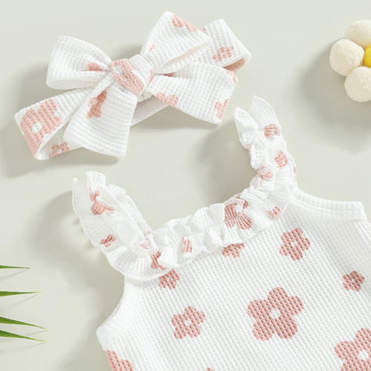 fhutpw Baby Girl Clothes Summer Cute Outfits 3 6 12 18 Months Spaghetti Strap Romper & Floarl