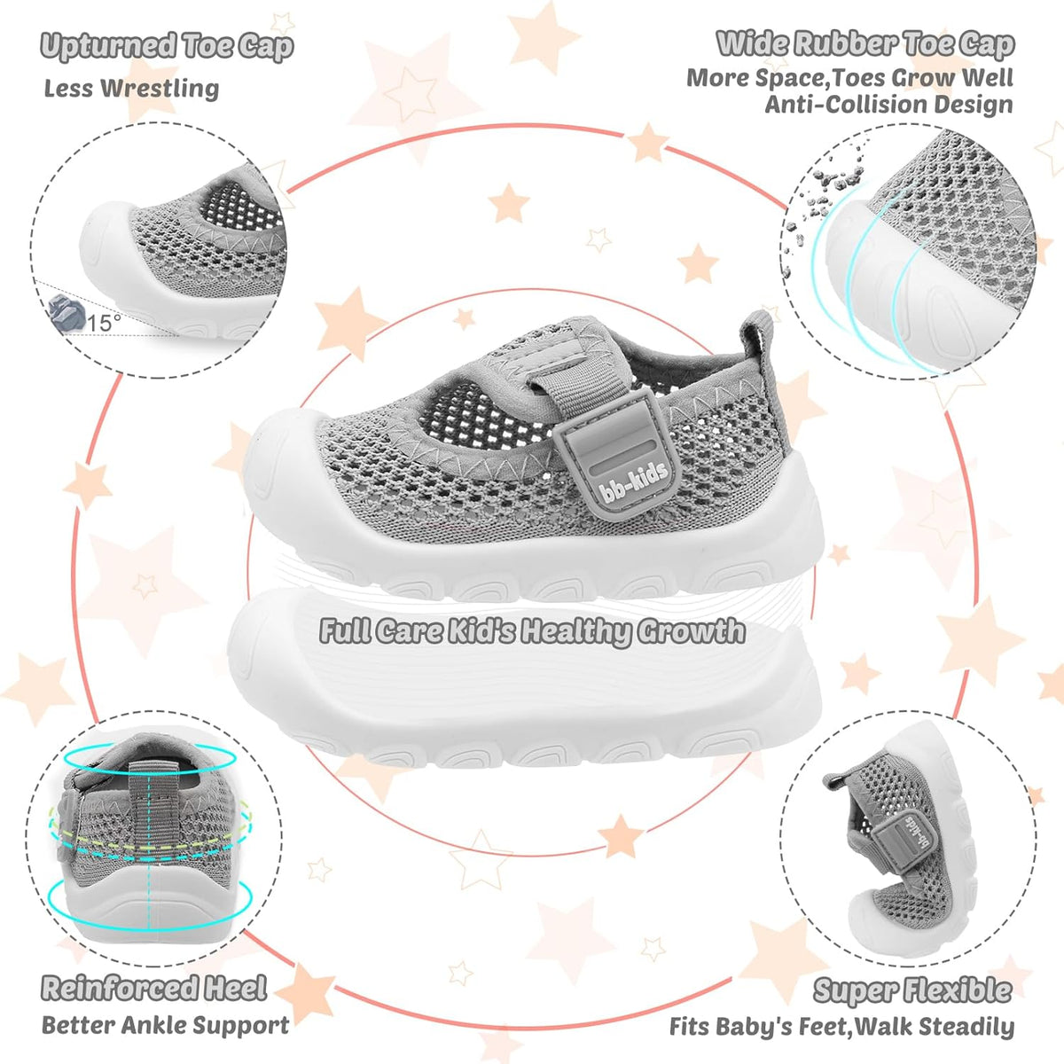 Baby Walking Shoes Toddler Girl Boy Soft Sole Breathable Mesh Slip on Summer Wide Shoes Infant