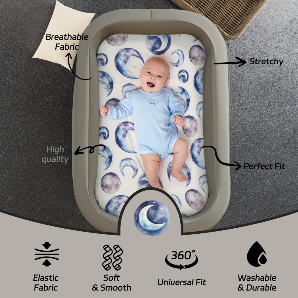 4 Pack Breathable Bassinet Sheets for Baby Boys Neutral Unisex Soft Bassinet Fitted Sheets for