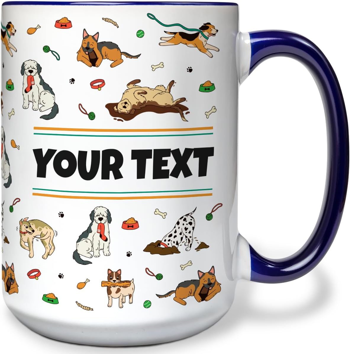 Personalized Mug for Kids - Dogs - Custom Name/Text, Ceramic Hot Chocolate/Cocoa/Coffee Cup for