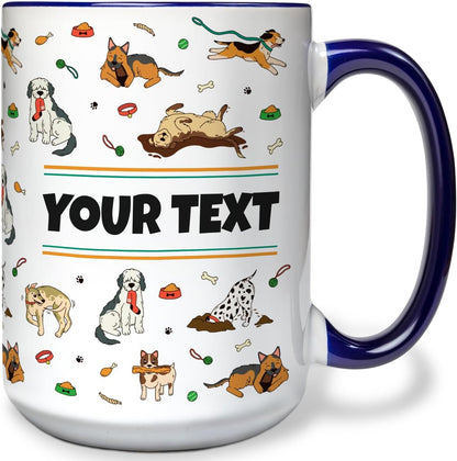 Personalized Mug for Kids - Dogs - Custom Name/Text, Ceramic Hot Chocolate/Cocoa/Coffee Cup for