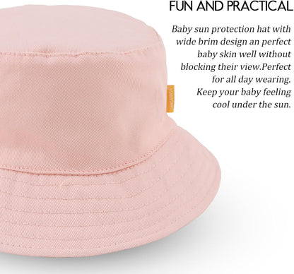 JANGANNSA Cotton Baby Sun Hat Infant Toddler Boys Girls Bucket Hats Summer Sun Protection Kids