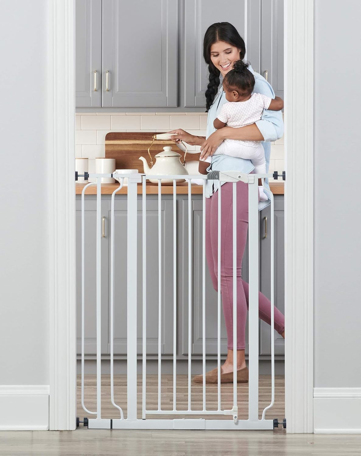 Regalo Easy Step 36" Extra Tall Walk Thru Baby Gate, Includes 4-Inch Extension Kit, 4 Pack of