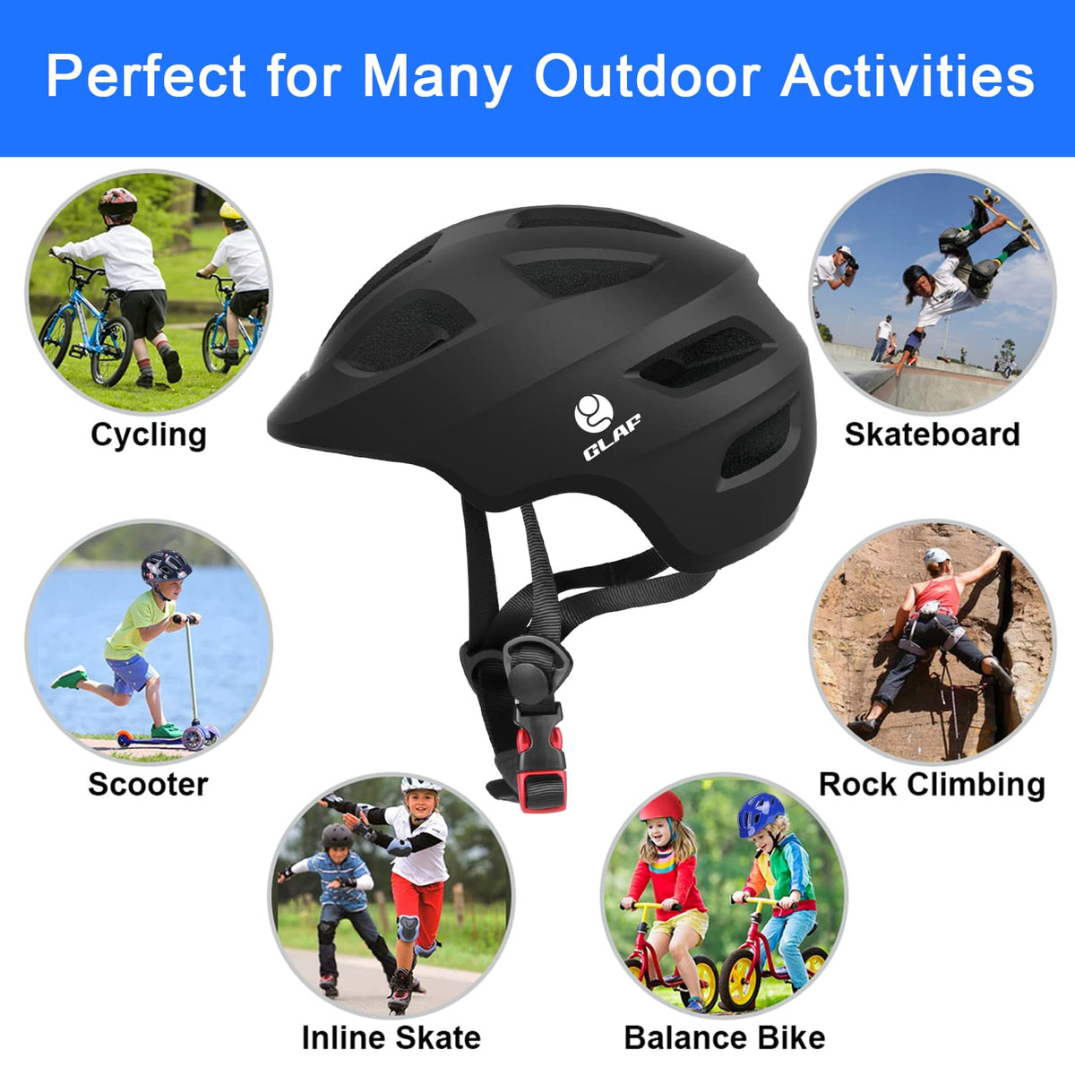 GLAF Baby Bike Helmet Toddler Helmets for 1+ Years Old, XS, Matte Black