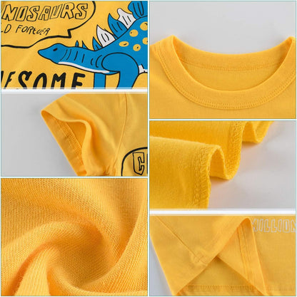Boys' 4-Pack Excavator Short Sleeve Crewneck T-Shirts Top Tee Size 2-7 Years Toddler Boys' Value