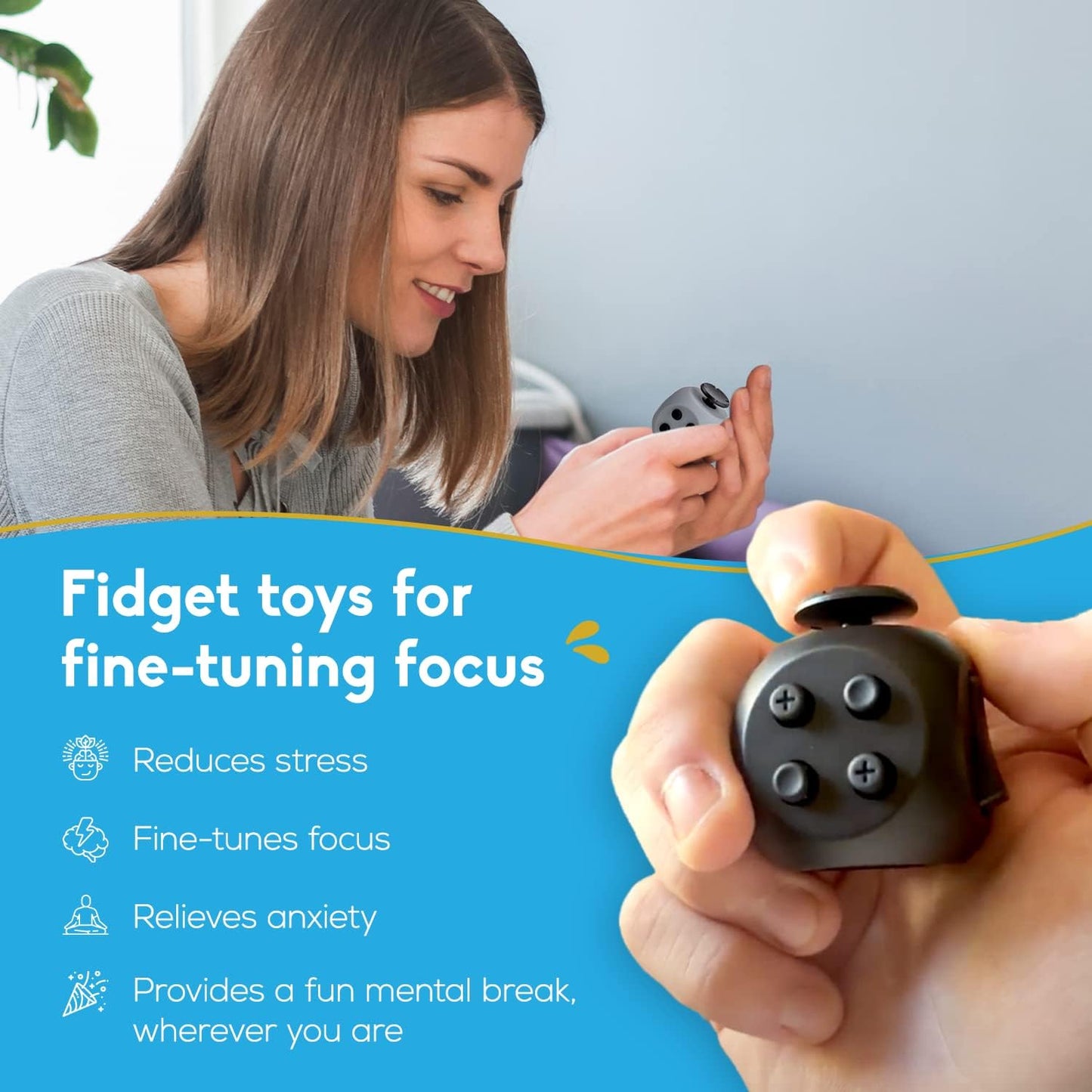 PILPOC theFube Fidget Cube - Deluxe Authentic Fidget Toys for Adults & Kids - Premium Protective