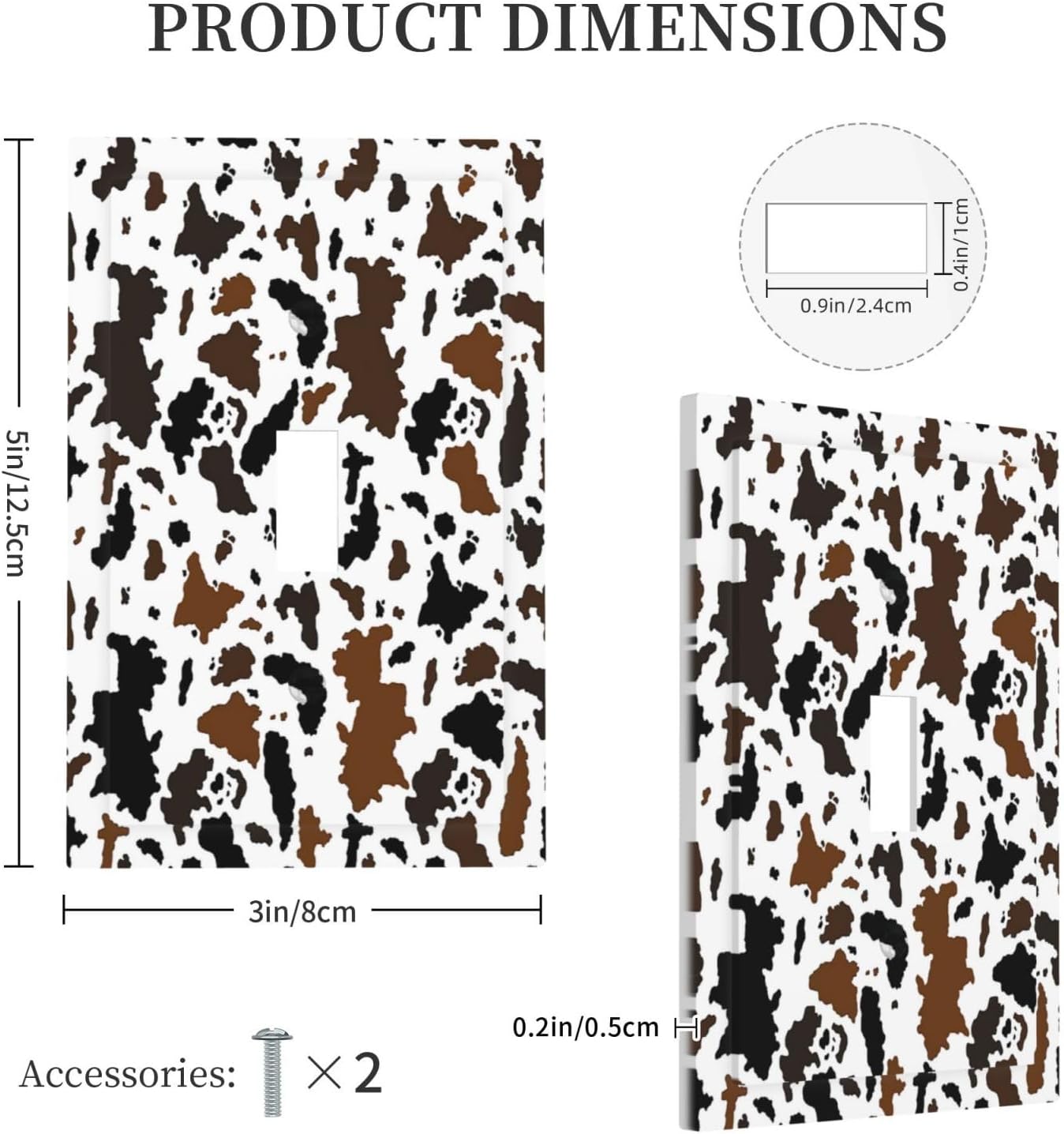 Decorative Light Switch Cover Rustic Cowhide Highland Cow Milk Cow 1 Gang Single Toggle Device