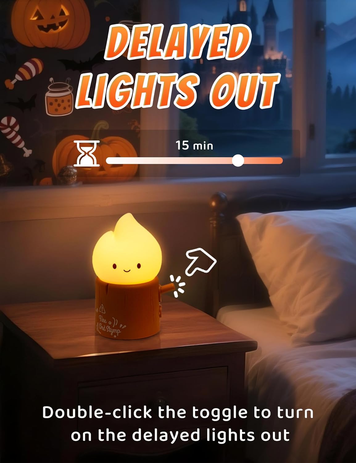Flameless Candles Lamp, Cute Night Light,Torch Stump Light, LED Tea Lights Candles Rechargeable