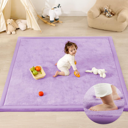 1.3" Thick Baby Play Mat,Ultra Soft Elasti-Foam 50×50 Playpen Mat for Tummy Time,Water-Repellent