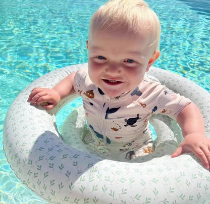 Boys One Piece Swimsuit Whale Dolphin Bathing Suit Zipper Rash Guard Kid Short Sleeve Swimwear