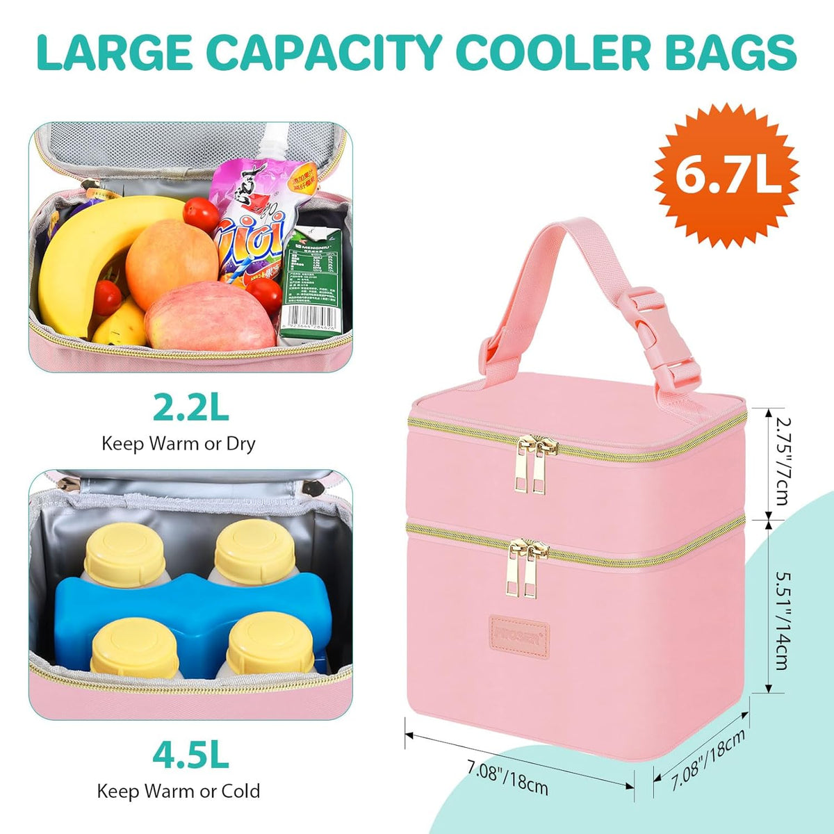 PIIOSER Breast Milk Storage Cooler Bag with Ice Pack, Fits 4 Baby Bottles Up to 5 Ounce, Small