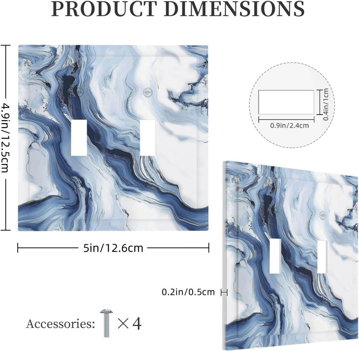 Decorative Switch Plates White Marble Navy Blue Line Fluid 2 Gang Double Toggle Outlet Light Switch