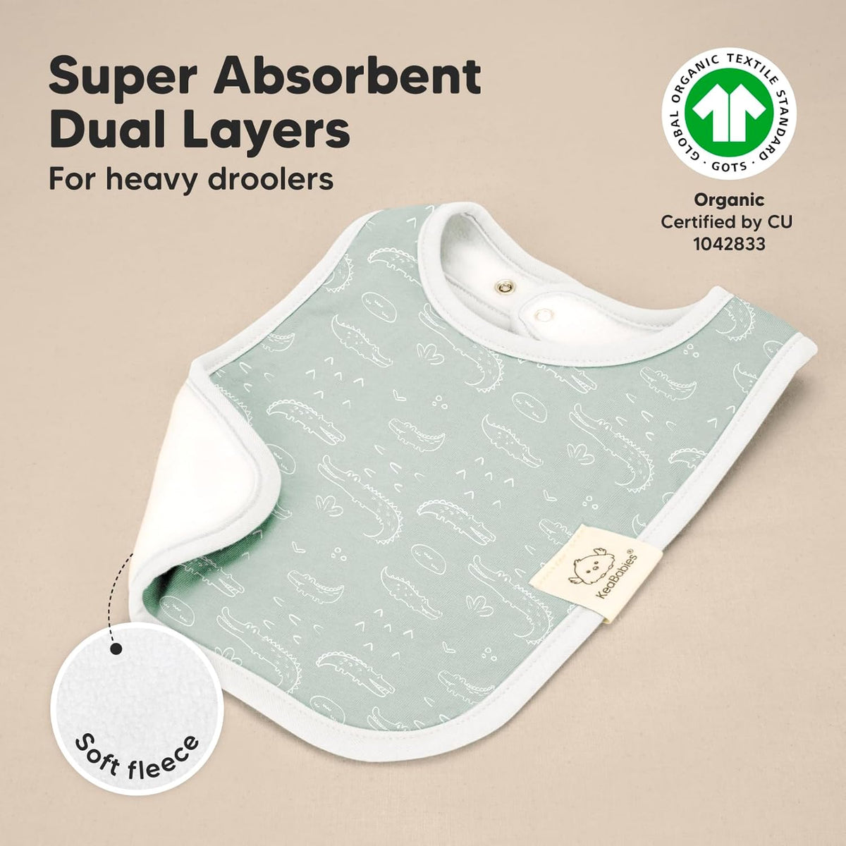 KeaBabies 8-Pack Organic Baby Bibs for Boys, Girls - Super Absorbent Cotton Drool Bibs for Baby