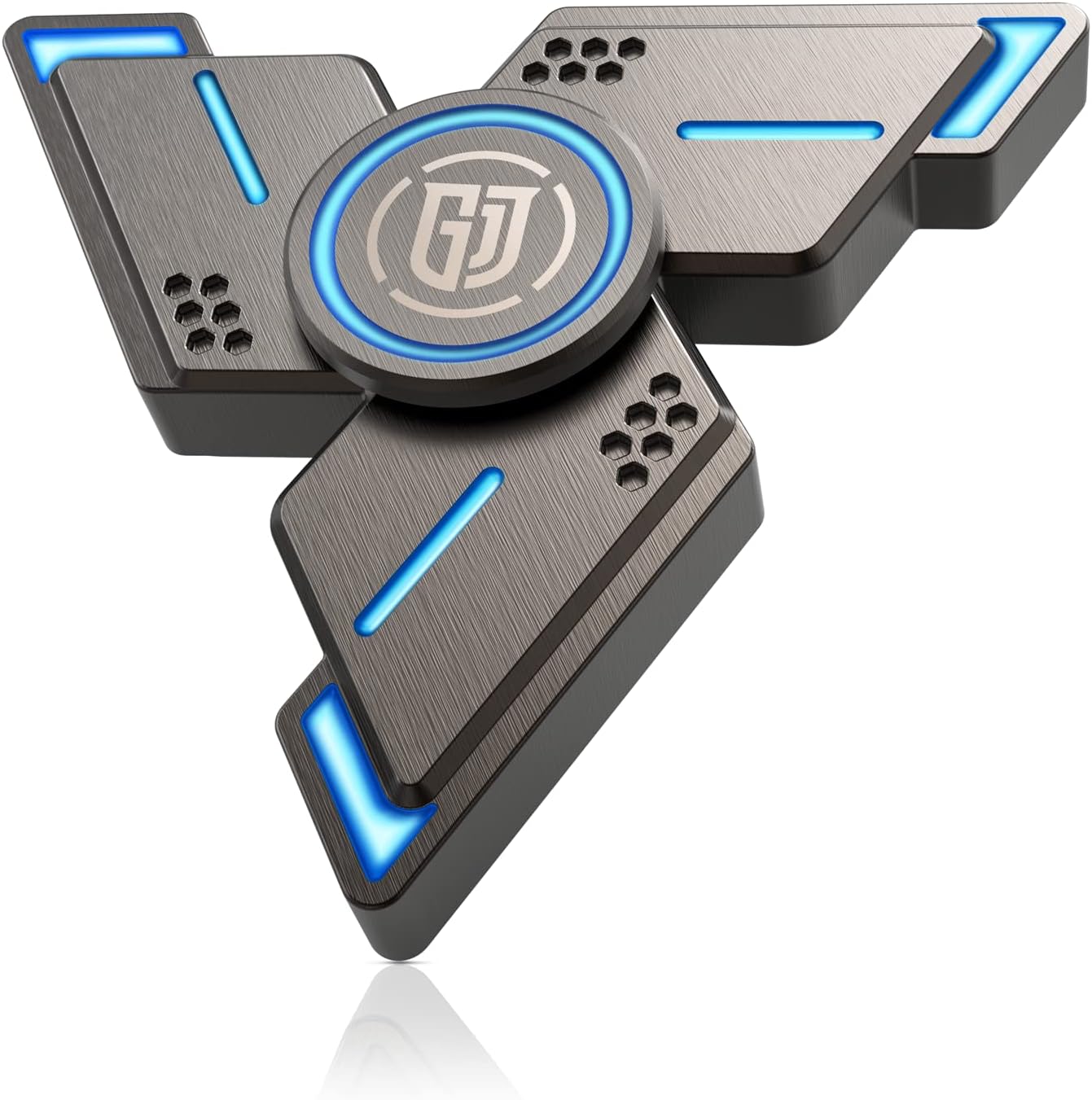 ATESSON Fidget Spinners Toy,3 to 5 min Spins,Gray Metal with Blue Luminous High Speed Bearing