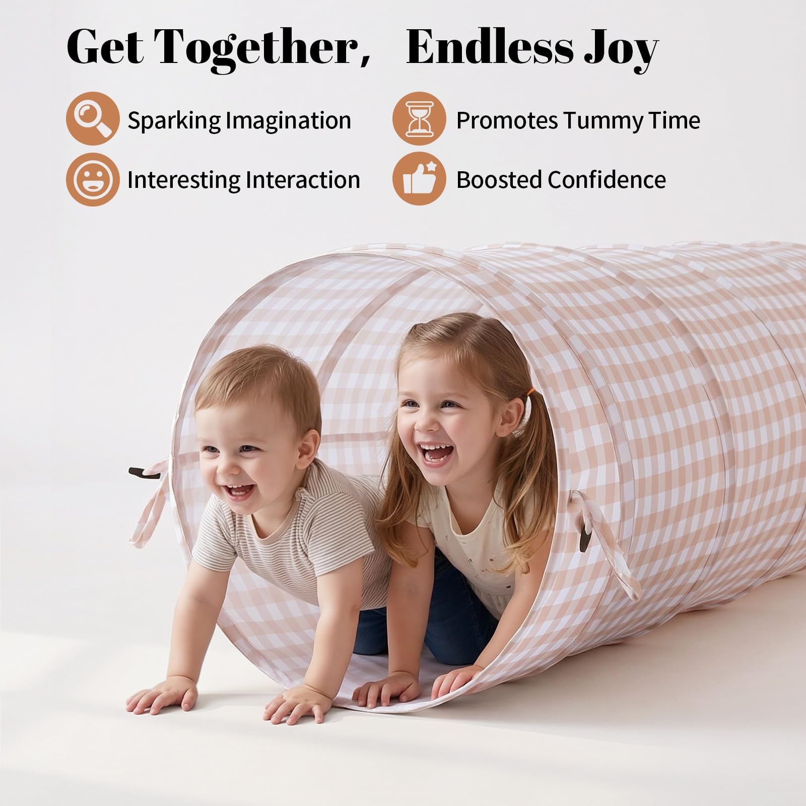 Suncuber Tunnel Toys for Toddlers: Pop Up Kids Play Tunnel with Carry Bag - Collapsible Peachskin