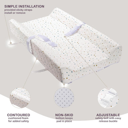 Organic Cotton Contoured Baby Changing Pad w/Waterproof Foam Mattress, Includes Soft, Removable &