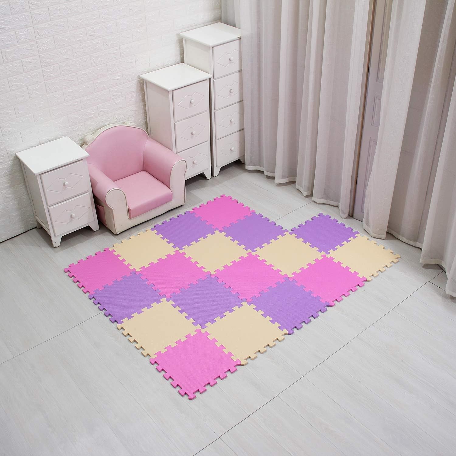 MQIAOHAM® 18 Pieces Puzzle Play Mats, Soft Baby Play Mat, Kids Interlocking Foam Floor Tiles