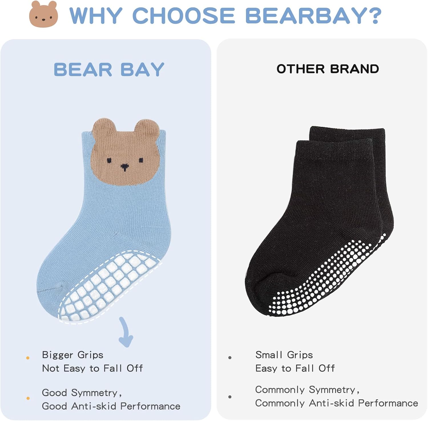 Baby Non Slip Ankle Socks with Grippers for 0 Months-7 Years Old Walking Socks