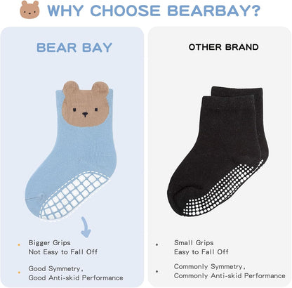 Baby Non Slip Ankle Socks with Grippers for 0 Months-7 Years Old Walking Socks
