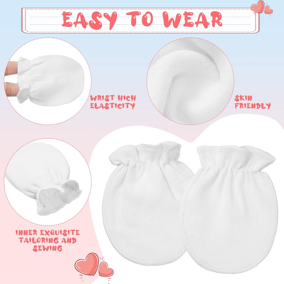 9 Pairs Newborn Baby Boys Girls Mittens 0-6 Months Infant Toddler Mittens No Scratch Solid Color