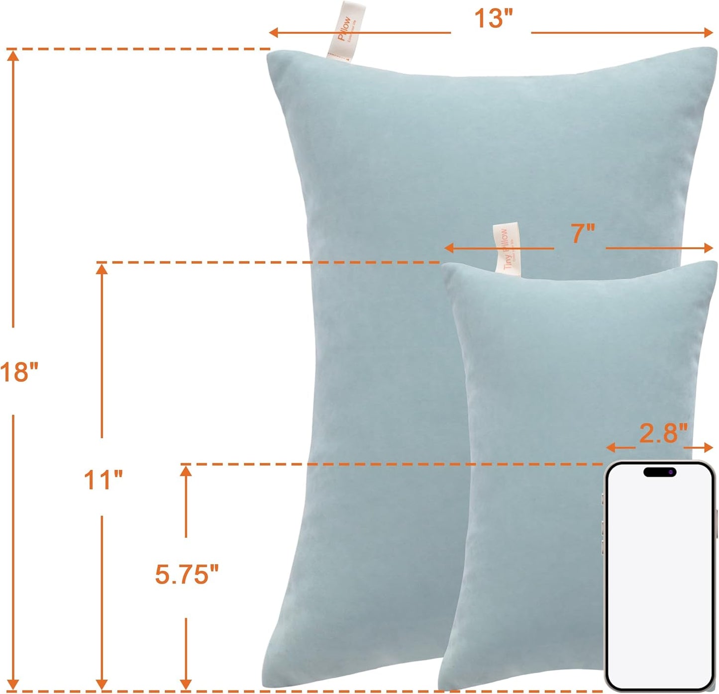 NTBAY Tiny Pillows, Down Alternative 7"x11" Microfiber Mini Pillows for Travel, Pets, Soft Machine