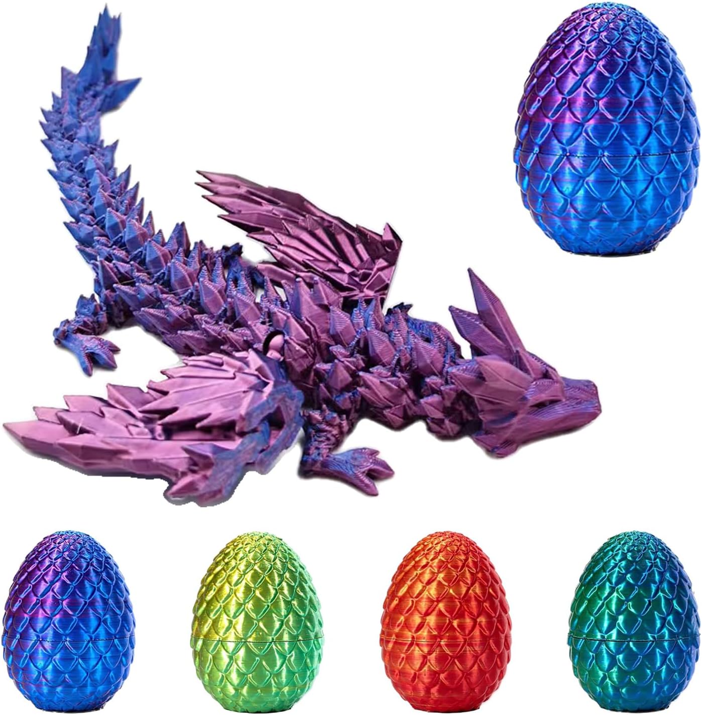 3D Printed Dragon with Wings, 3D Printed Dragon Eggs with Dragon Inside, Dragon Fidget Toy