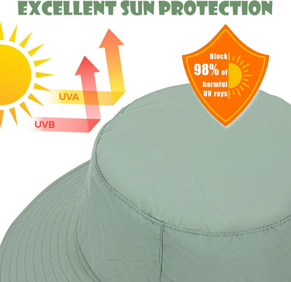 Baby Sun Hat Kids Summer UPF 50+ Toddler Bucket Hat Wide Brim Adjustable Beach Hats for Boys Girls